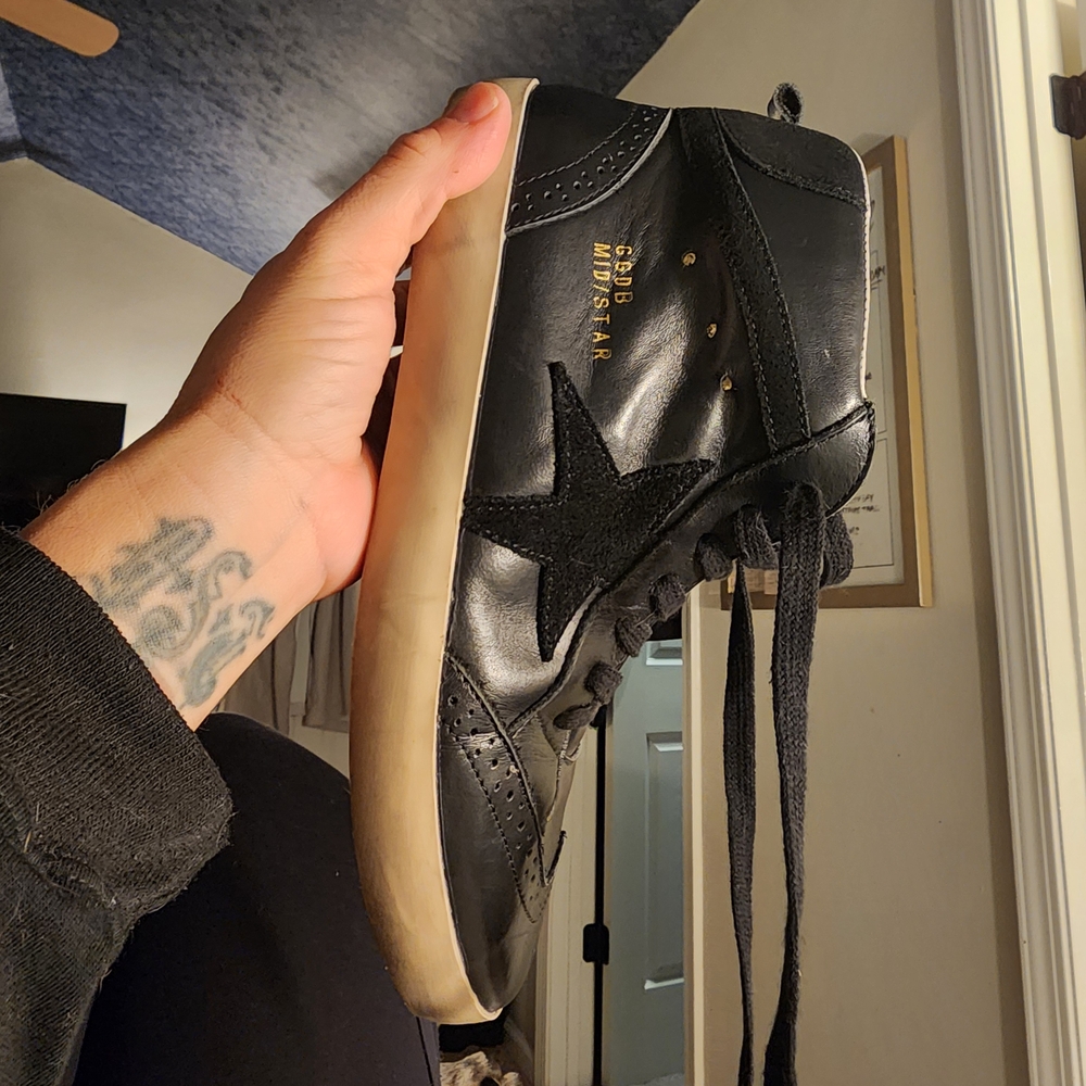 Golden Goose Black High-Tops with Star Accent